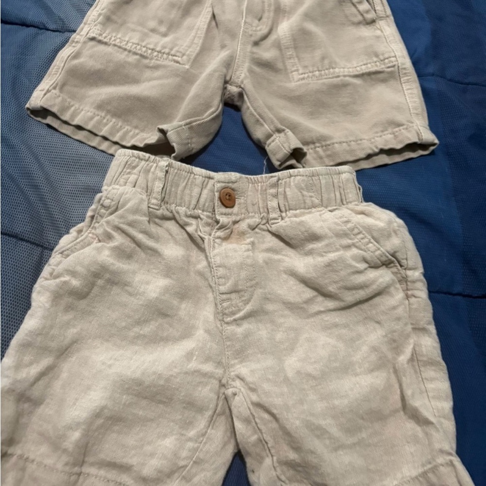Zara Beige Cotton-Linen Kids Shorts - Neutral Pair